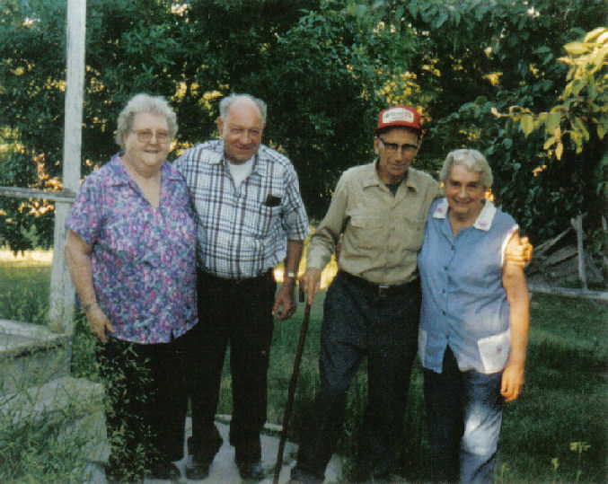Leroy & Lillian Bingen, Leo & Rita Marso on Marso farm in Marietta, MN, June 15, 1997.